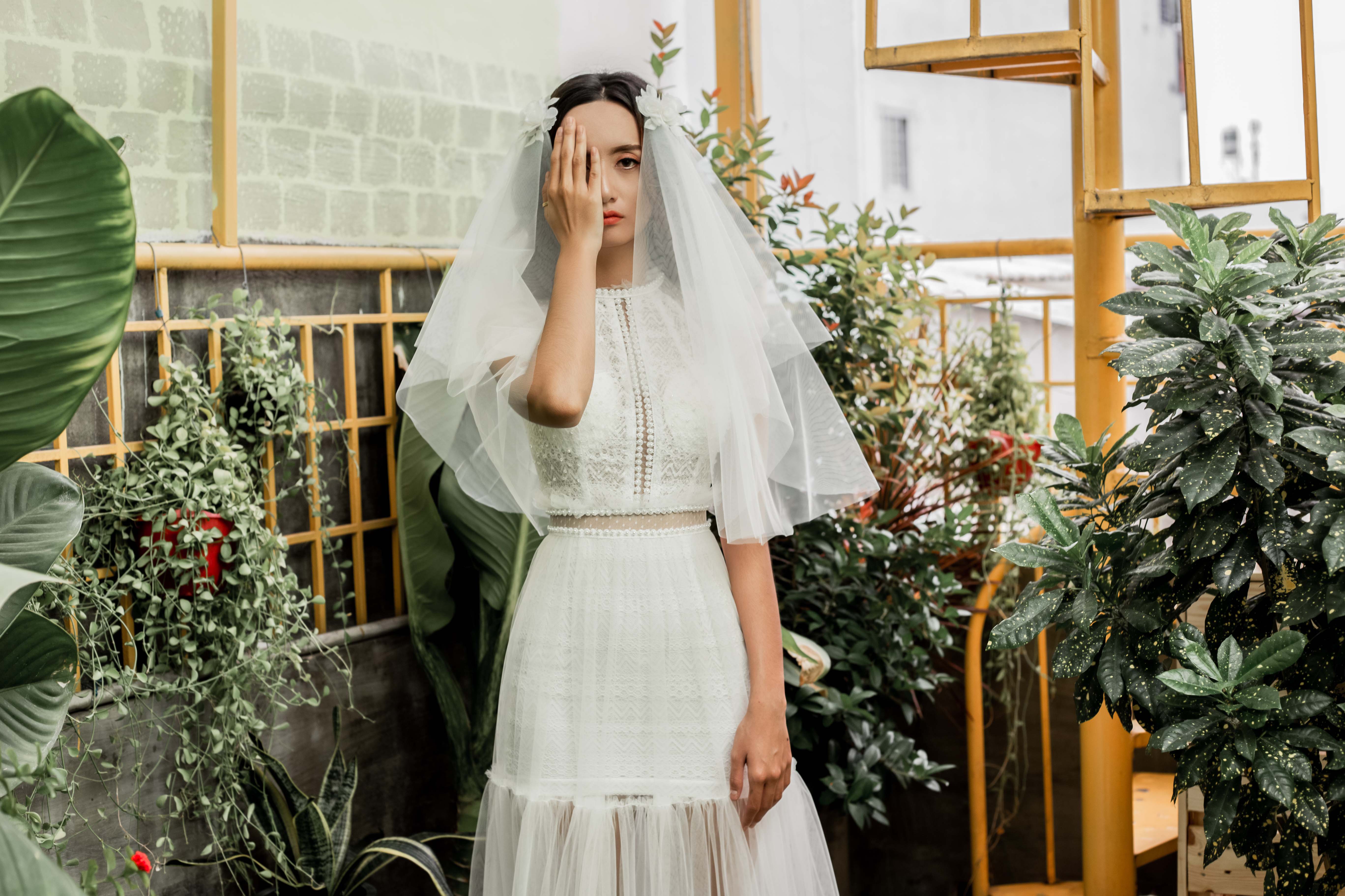 Váy cưới Boho có ren tuyệt đẹp và Voan - Lunss